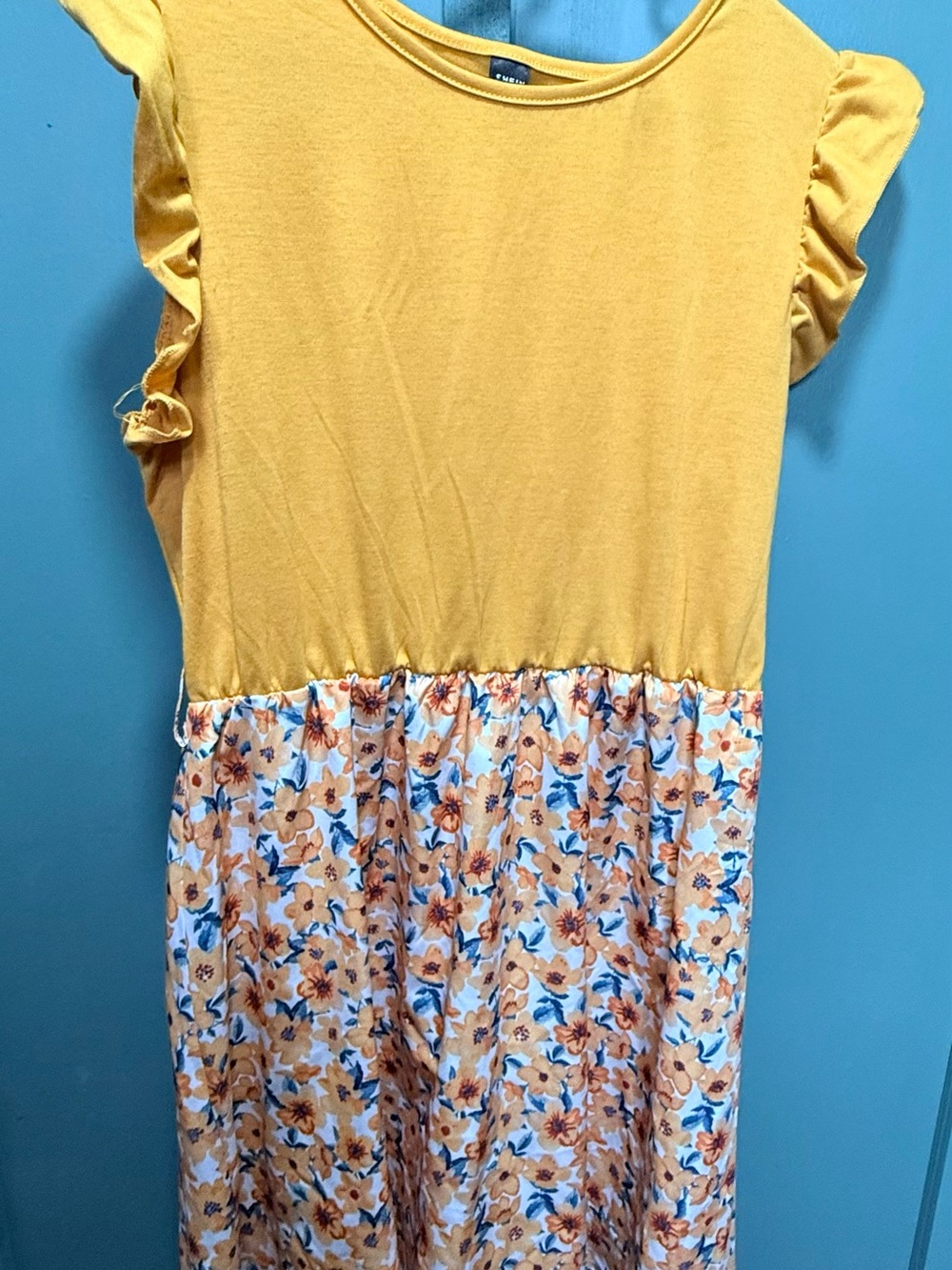 SHEIN Yellow Top Floral Skirt Girls' Dress